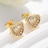 Brass Micro Pave Clear Cubic Zirconia Stud Earrings EJEW-C139-07G-3