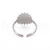 304 Stainless Steel Flat Round with Initial Letter Open Cuff Ring for Men Women RJEW-S405-246P-N-2