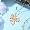MIYUKI Delica Seed Beads Loom Pattern Bowknot Pendant Necklaces NJEW-MZ00097-01-1