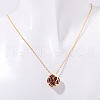 Brass Pave Red Cubic Zirconia Flat Round with Constellation Pendant Necklaces WGDD0B3-07-1