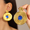 Flat Round Alloy Rhinestone Stud Earrings WG16A82-04-1