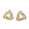 Triangle Brass Micro Pave Clear Cubic Zirconia Stud Earrings EJEW-F373-01G-2