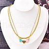 Colorful Triple Heart Stainless Steel Enamel Double Layer Necklaces for Women WGF01DB-01-1