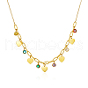 Light Luxury Stainless Steel Pave Colorful Cubic Zirconia Heart Tassel Bib Necklaces for Women Daily Wear GN8905-2-2