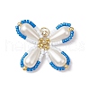 Two Tone Glass Seed Beaded Butterfly Pendants PALLOY-MZ00563-05-1