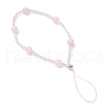 Natural Rose Quartz & Glass Seed Round Beaded Phone Hand Strap Chains HJEW-JM03363-03-4