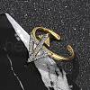 Brass Micro Pave Clear Cubic Zirconia Cuff Finger Rings for Women RJEW-U033-05GP-3