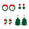 ANATTASOUL 4 Pairs 4 Style Christmas Theme Bell & Bowknot Alloy Dangle Earrings EJEW-AN0001-98-1