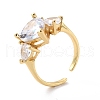 Sparkling Heart Cubic Zirconia Cuff Ring for Valentine's Day RJEW-C017-06G-01-RS-3