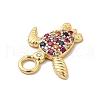 Rack Plating Brass Micro Pave Cubic Zirconia Pendants KK-P230-23G-B-3