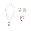 Oval Alloy & Natural Moonstone Pendant Necklaces & Stud Earrings & Rings Sets FS-WG10CC3-01-5