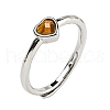 Heart Natural Mixed Stone Adjustable Rings RJEW-Q818-02P-3