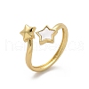 Brass Shell Cuff Rings for Women RJEW-C126-10G-4
