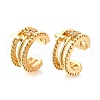 Brass Micro Pave Clear Cubic Zirconia Cuff Earrings EJEW-F370-36G-3