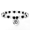Yoga Cat Eye Round Beads Charm Bracelets HP5240-8-1