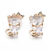 Brass Micro Pave Clear Cubic Zirconia Charms KK-S359-137-RS-1