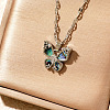 Fashionable Brass Pave Clear Cubic Zirconia Butterfly Pendant Necklaces HD0305-1-1
