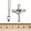 304 Stainless Steel Heart Cross Pendant Pet Urn Ashes Necklaces NJEW-S455-05P-5