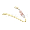 Natural White Jade & Topaz Jade & Aquamarine & Ametrine & Cherry Quartz Glass Chips & Stainless Steel Pendants Moon Charm Bookmarks AJEW-JK00372-5