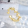 Flower Brass Open Cuff Rings for Women RJEW-R011-09G-01-1
