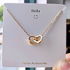 304 Stainless Steel Interlocking Double Heart Pendant Necklaces for Women FS-WG0D883-01-3