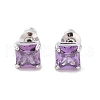 Rack Plating Brass Micro Pave Cubic Zirconia Stud Earrings EJEW-I304-01P-04-1