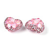 Heart Shape Polymer Clay Pave Rhinestone Beads RB-T018-03B-2