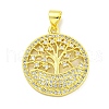 Rack Plating Brass Micro Pave Clear Cubic Zirconia Pendants KK-B091-40G-1