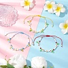 3Pcs 3 Colors Flower Handmade Millefiori Glass Bead Braided Bead Bracelets BJEW-MZ00165-1