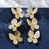 Textured Butterfly Brass Stud Earrings EJEW-R025-26G-1