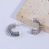 C-shaped with Heart Brass Stud Earrings OG2616-1