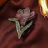 Tulip Alloy Rhinestone Brooches for Backpack Clothes JEWB-M069-02AG-02-1