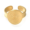 Flat Round with Sun 304 Stainless Steel Open Cuff Ring for Women RJEW-F161-02G-11-2