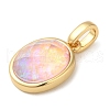 Rack Plating Brass with Synthetic Opal Pendants KK-S370-09G-01-2