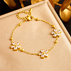 Flower Stainless Steel Pave Clear Cubic Zirconia Chain Necklace & Bracelet & Stud Earring Sets FS-WGF2DAD-01-3
