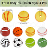 SUNNYCLUE 32Pcs 8 Colors All Kinds of Sports Balls Silicone Beads SIL-SC0001-80-2