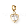 Heart 304 Stainless Steel Rhinestone Pendant Decorations STAS-H202-39G-1