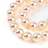UV Plating Pearlized Glass Pearl Beads Strands GLAA-F128-01B-T8-4