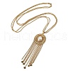 Bohemian 304 Stainless Steel & Imitation Pearl Oval Tassel Pendant Necklaces for Women NJEW-Z061-11G-4