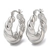 Non-Tarnish 304 Stainless Steel Rope Chains Shape Hoop Earrings EJEW-B026-01P-1