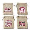 12Pcs 4 Styles Valentine's Day Printed Rectangle Burlap Cloth Packing Pouches ABAG-U006-02D-1
