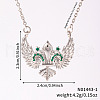Vintage Brass Pave Green Cubic Zirconia Sword Wing Geometric Pendant Necklaces PI1133-1-2