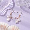 Mother's Day Jewellery Bowknot Natural Freshwater Pearl Dangle Earrings EJEW-TA00520-2