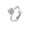 Flat Round Rhodium Plated 925 Sterling Silver Micro Pave Cubic Zirconia Finger Rings for Women WG84544-11-4
