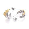 304 Stainless Steel Two Tone C Shaped Stud Earrings EJEW-N059-14GP-2
