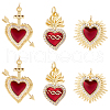 Beebeecraft 6Pcs 3 Styles Brass Micro Pave Clear Grade AAA Cubic Zirconia Pendants KK-BBC0015-33A-1