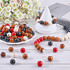 SOFPLATE 250Pcs 5 Styles Round Natural Wood Beads WOOD-SP0001-13-4