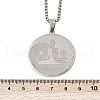 304 Stainless Steel Flat Round Buddhist Meditation Yoga Pendant Necklaces NJEW-K283-33P-3