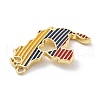 Brass Colorful Enamel Hollow Heart Venezuela Map Connector Charms KK-Z098-21G-2