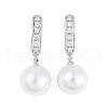 Rack Plating Brass Clear Cubic Zirconia ABS Pearl Earrings EJEW-S219-15P-02-1